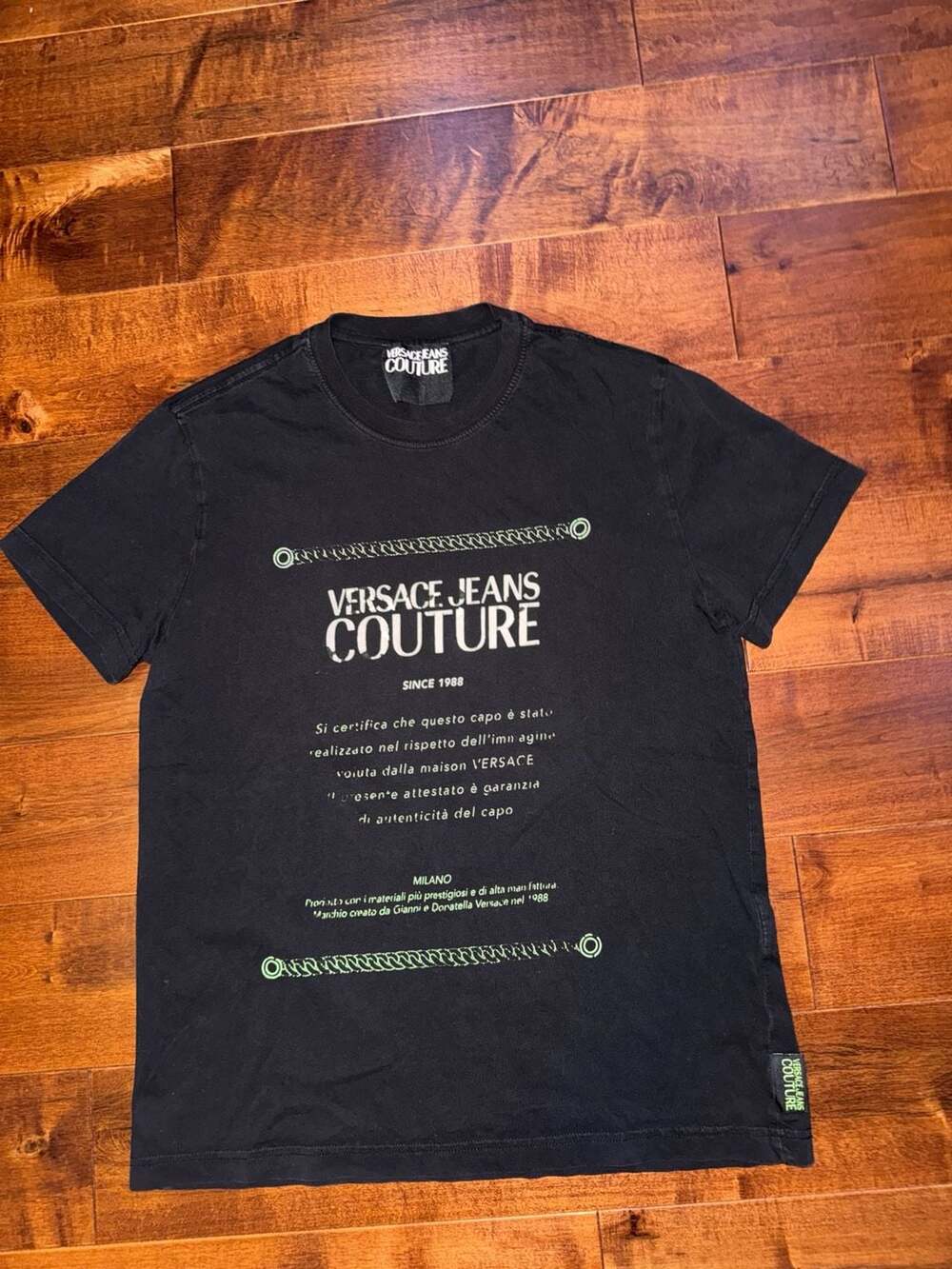 Versace Jeans Couture Guarantee Etichetta Label Black T-Shirt
